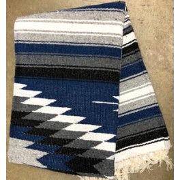 Gewobene, original mexikanische Decke in mehreren Farben-navyblau