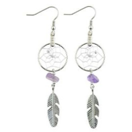 Traumfänger-Ohrringe Modeschmuck aus Kanada, Amethyst