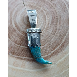 Grosser Anhänger aus Türkis in Krallenform-kräftiges blautürkis