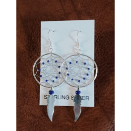Traumfängerohrringe mit Lapis Lazuli,  aus Silber 