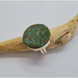 Türkis Ring der Navajo grosse, runde Türkisscheibe, Grösse 10