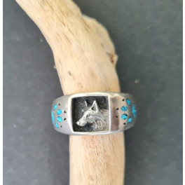 Ring Wolf mit Türkis