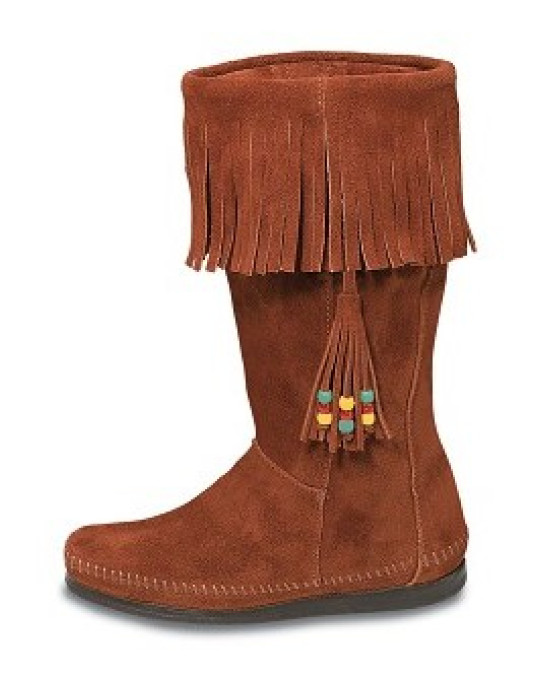 Mokassin Fransen-Stiefel mit Accessoires in zwei Farben