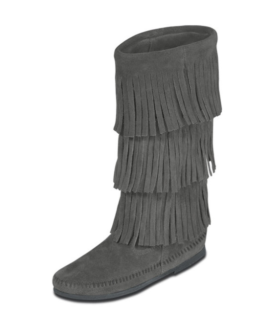 Mokassin Fransen-Stiefel 3 Lagen in Grau, letzte Exemplare zum Sonderpreis