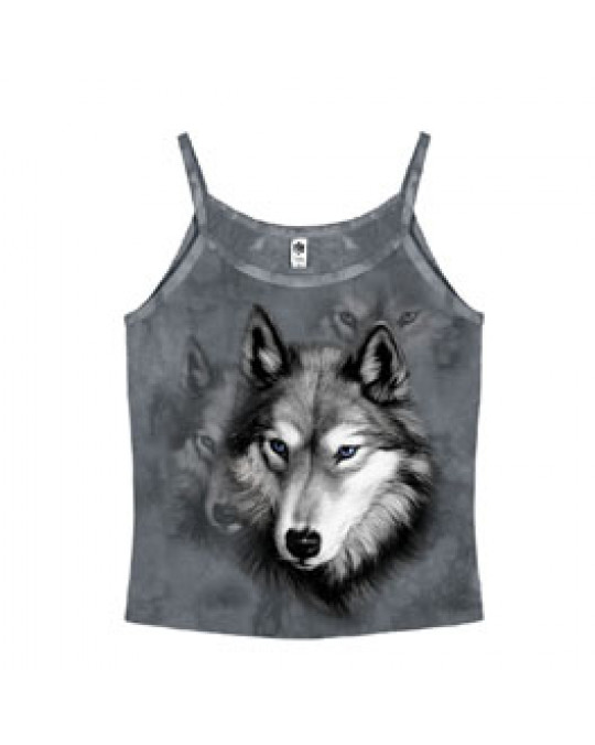 "Wolf Portrait" Spaghettiträger-Shirt für Damen