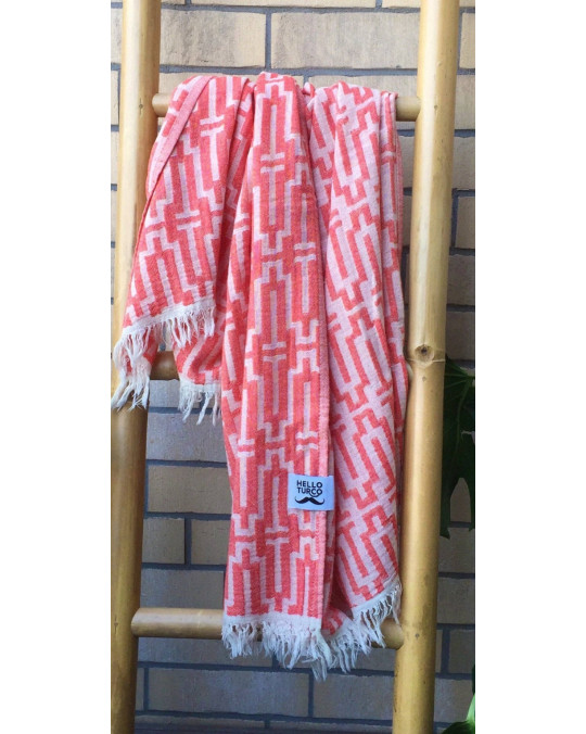 "Kilim" leichtes Tuch in Koralle
