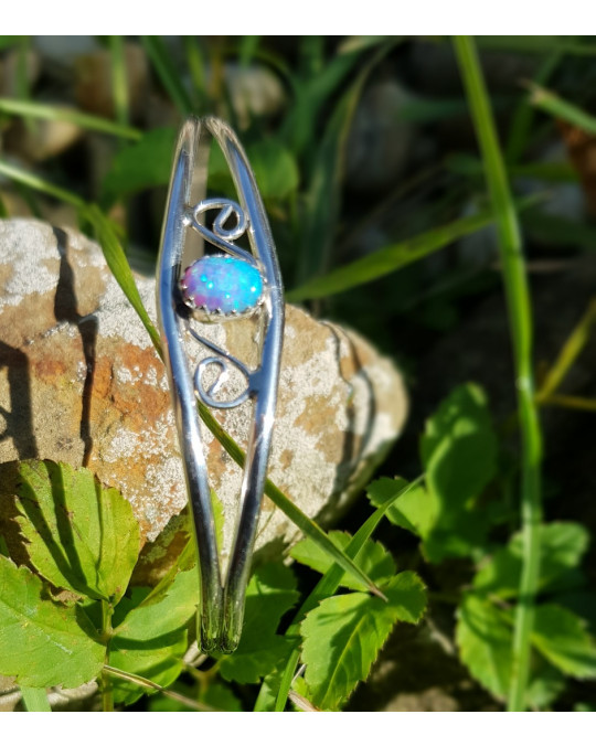 NEU Zuchtopal Armreifen, extrem klein und fein, mit Spiralenmotiv-Blau