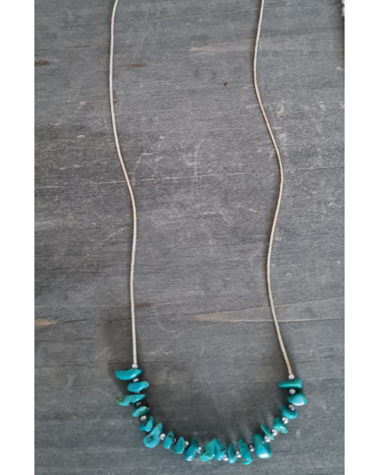 Liquid Silver Kette mit Türkisnuggets 45 cm