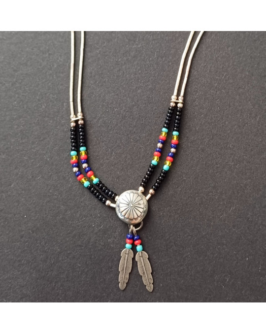 Liquid Silver Kette "Concho", mit Glasperlen
