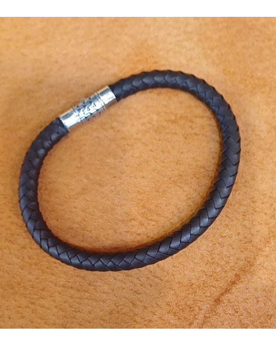 "Leder und Silber" Armband, dunkelbraun