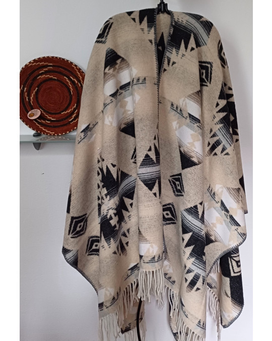 NEU Poncho "Aztec crème"
