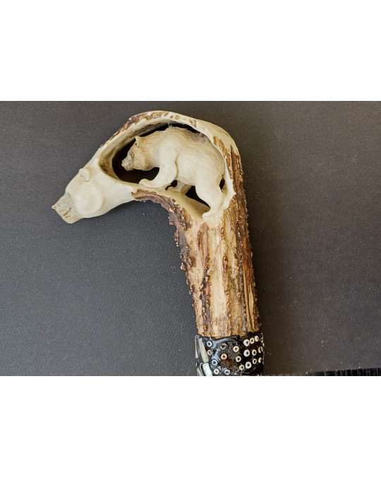Kurzer Zeremonialstab, Dance-Stick "Bärenmedizin" der Chumash