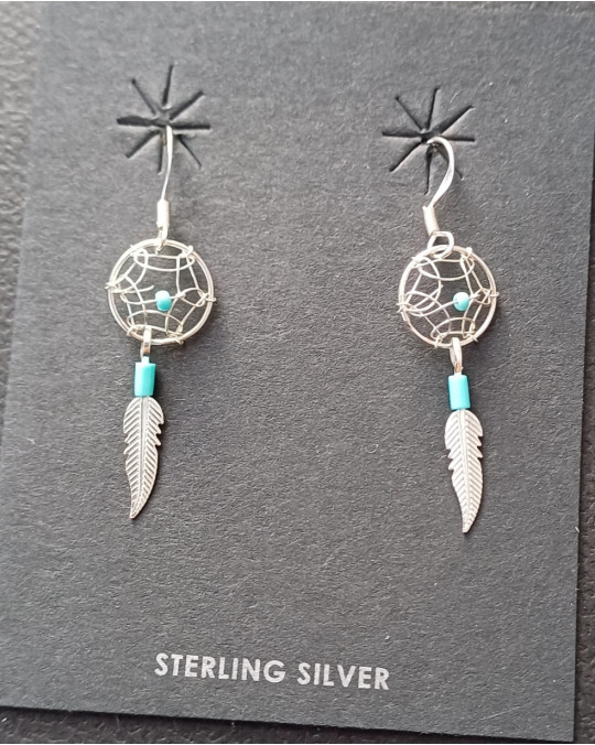 Kleine Traumfängerohrringe in Silber, mehrere Farben