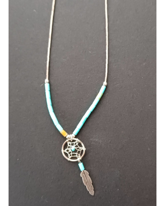 Kurze Liquid Silver Kette "Mini Traumfänger"