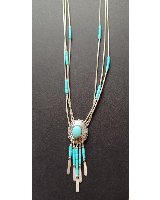 Liquidsilverkette "Concho+Dangles" -mit Türkis