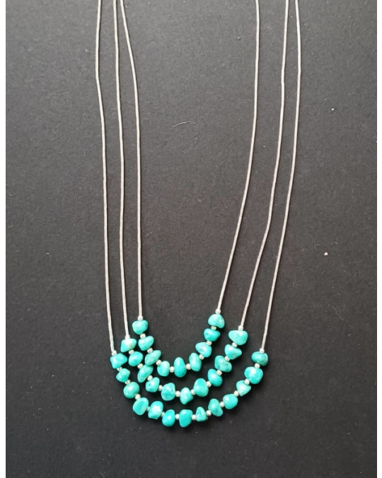 Liquid Silver Collier mit Türkis, 3 strängig