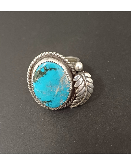 Ring mit grossem Türkis, Vintage, grosse Grösse (US 13)