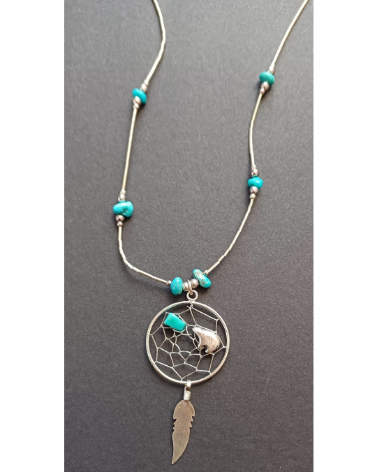 Längere Liquid Silver Kette "Dreamcatcher/Bear"