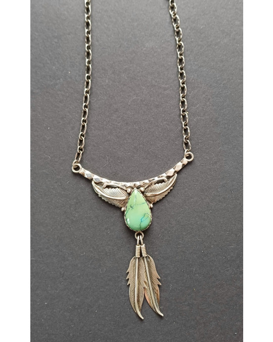 Navajo Silberschmuck: Türkiscollier mit Grüntürkis