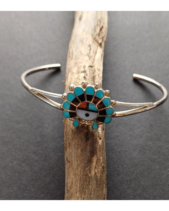Zuni Armreif für Damen mit Inlay "Sunface"