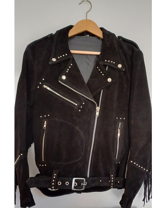 Bikerjacke Leder mit Fransen für Damen