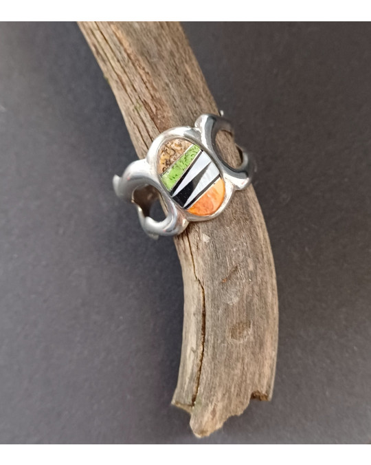 Ring mit Einlegearbeit, für Damen und Herren, Gr. 10