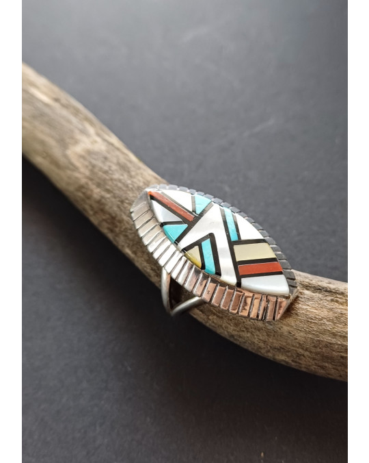 Ring mit Einlegearbeit, für Damen, kleine Grösse