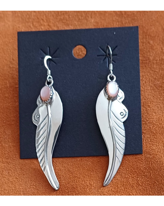 Grosse Ohrringe, Navajo, Blumenmotiv,  Perlmut