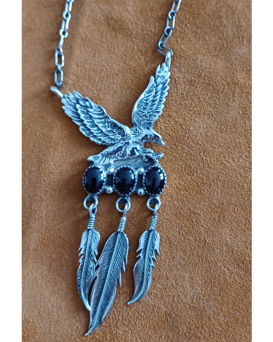 Kette mit Anhänger Adler mit Onyx