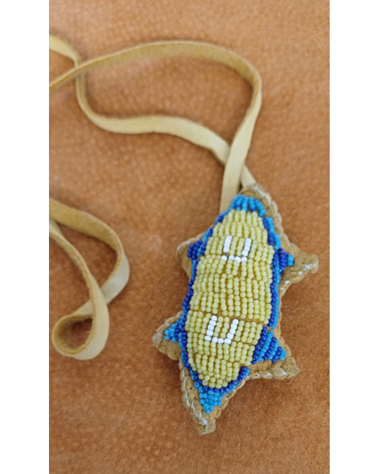 Hirschleder Nabelschnur "Beutel"/Amulett, indianische Handarbeit