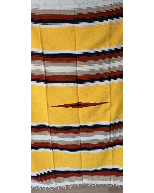 Gewobene, original mexikanische Decke (kleines Diamantzentrum) Farbkombi Gelb