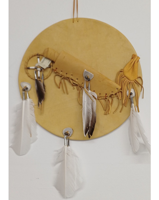 Ausrüstungsschild "Medicineman" indianische Handarbeit.