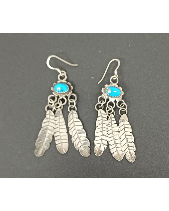 Ohrhänger mit Türkisen und Federn