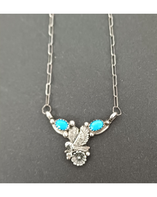 Anhänger Adler mit 2 Türkisen an Kette