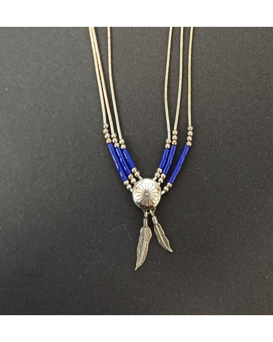 Liquid Silver Collier mit Lapis Lazuli