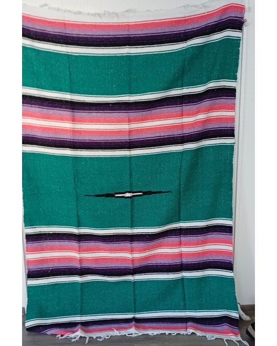 Gewobene, original mexikanische Decke (kleines Diamantzentrum) Farbkombi Grün