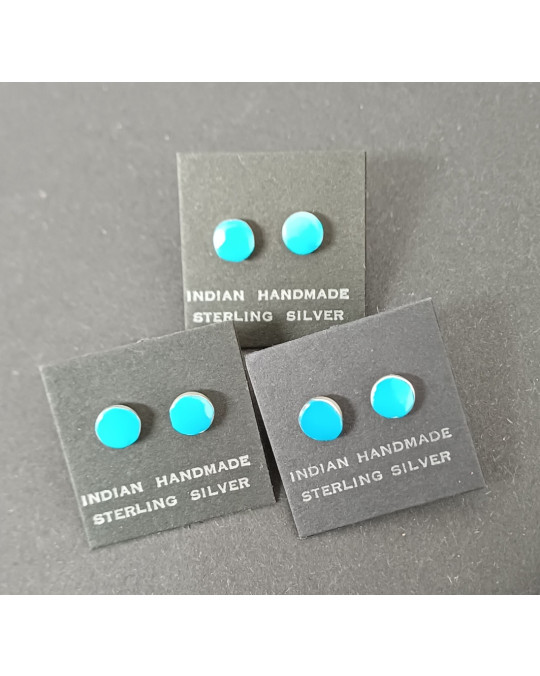 Winzige Ohrstecker Türkis, indianische Handarbeit, Zuni