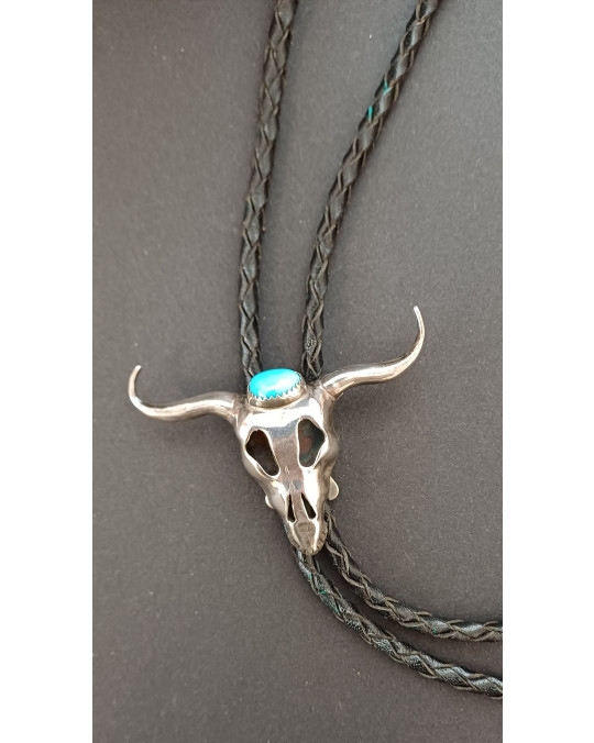 Bison-Schädel Bolo Tie Vintage - mit Türkis
