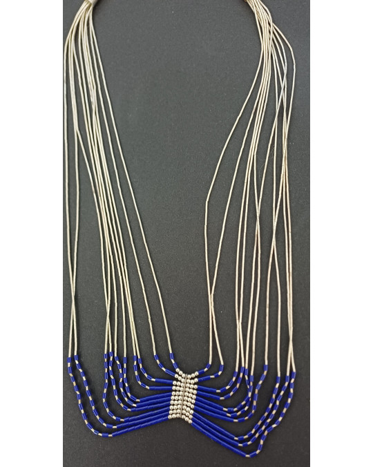 Liquid Silver Collier mit Lapis Lazuli, 10strängig