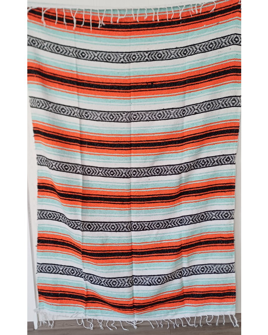 Gewobene, original mexikanische Decke in Orange-Minze