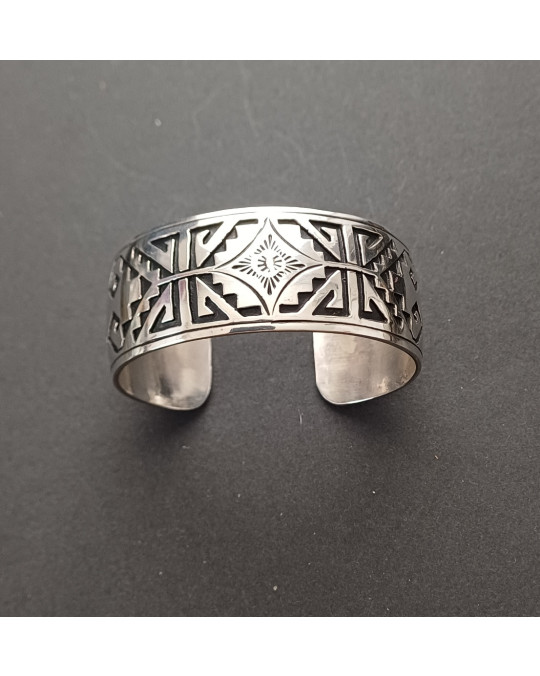 Breiter Armreifen der Navajo, Ornamentik Motiv VINTAGE