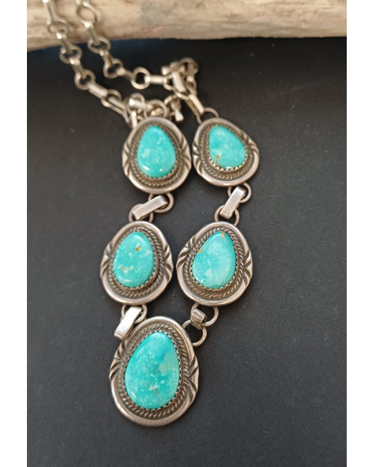 Navajo Silberschmuck: Türkiscollier VINTAGE