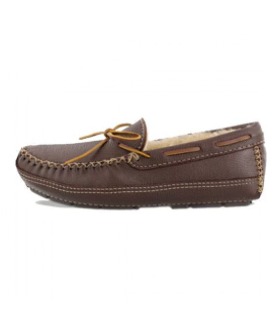 Sheepskin (Lammfell) Herren Elchleder Moccasin in dunkelbraun