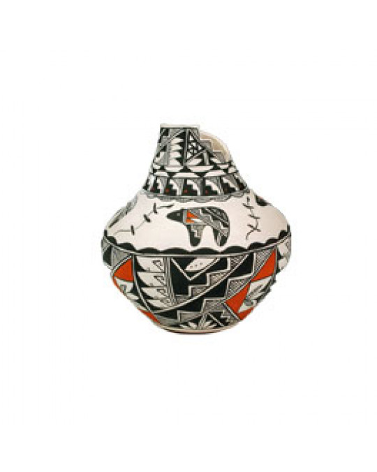 Acoma Pueblo Töpferei "Kiva-Step" Vase Bär