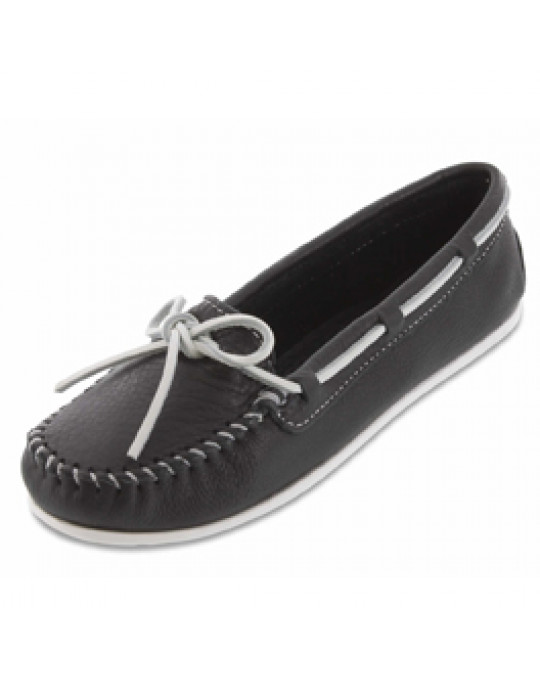 Glattleder "Boat Moccasins" in schwarz/weiss 