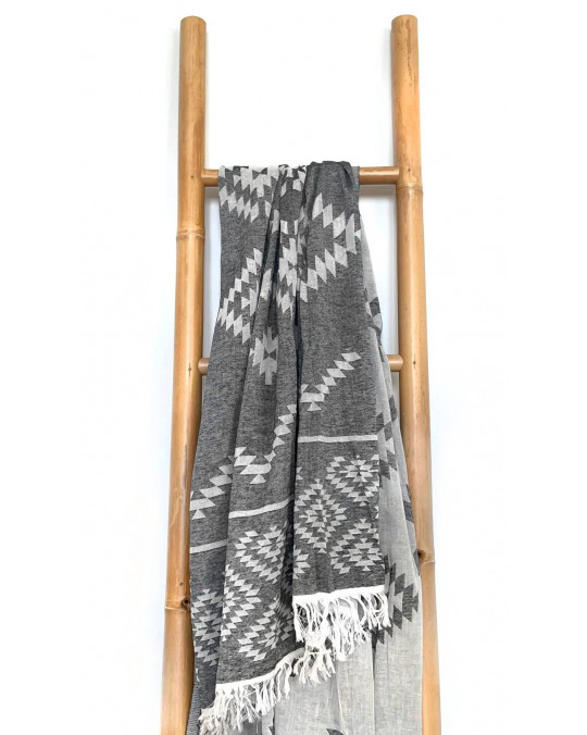 "Kilim" leichtes Tuch in Grau