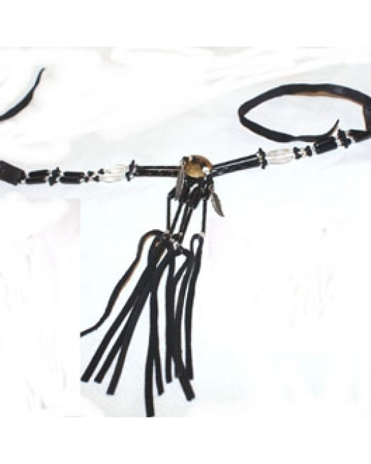 Hals-Choker aus schwarzen Glasperlen mit Messing, Kanada
