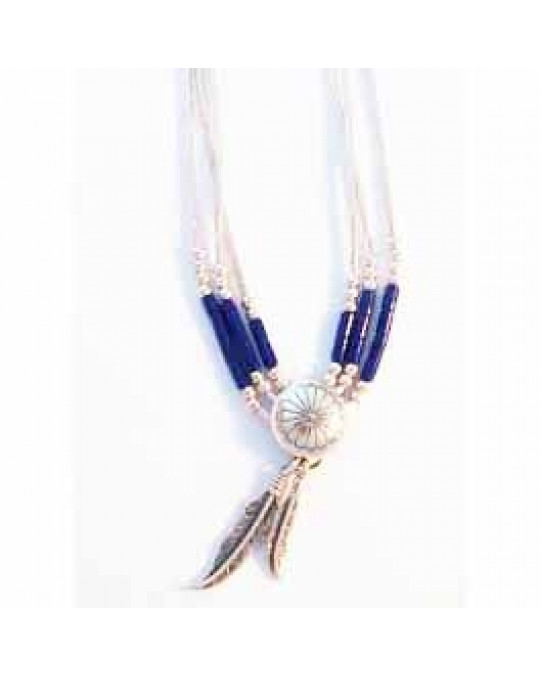 Liquid Silver Collier mit Lapis Lazuli