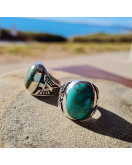 Herren Ring "Donnervogel" mit grossem Türkis 