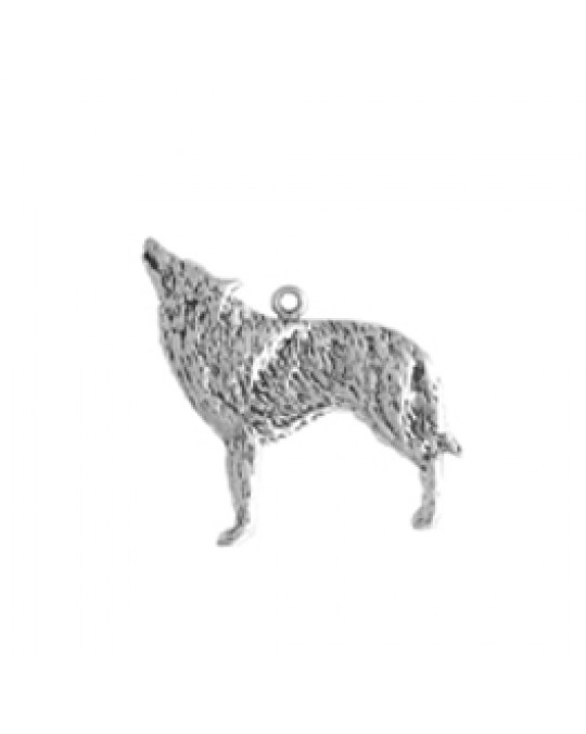 Flacher Wolf Anhänger medium, div. Ösen dazu